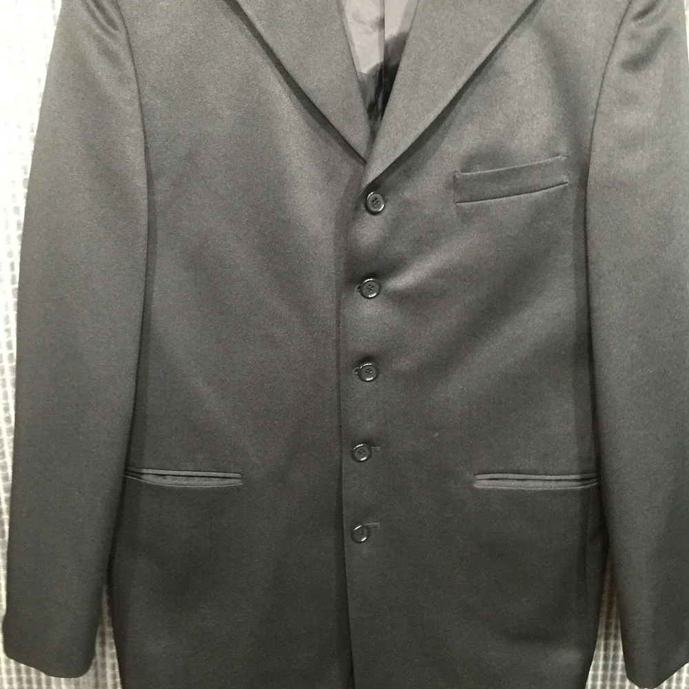 Gino Cappeli Mens Blazer 5-Button Formal Suit Jacket 46 Black
